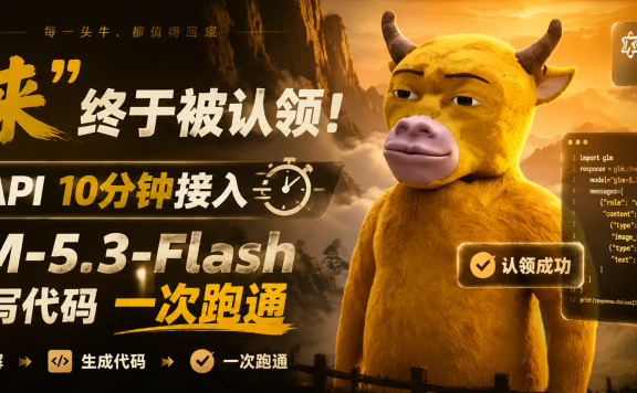 牛来”终于被认领!一步API 10分钟接入GLM-5.3-Flash,看图写代码一次跑通